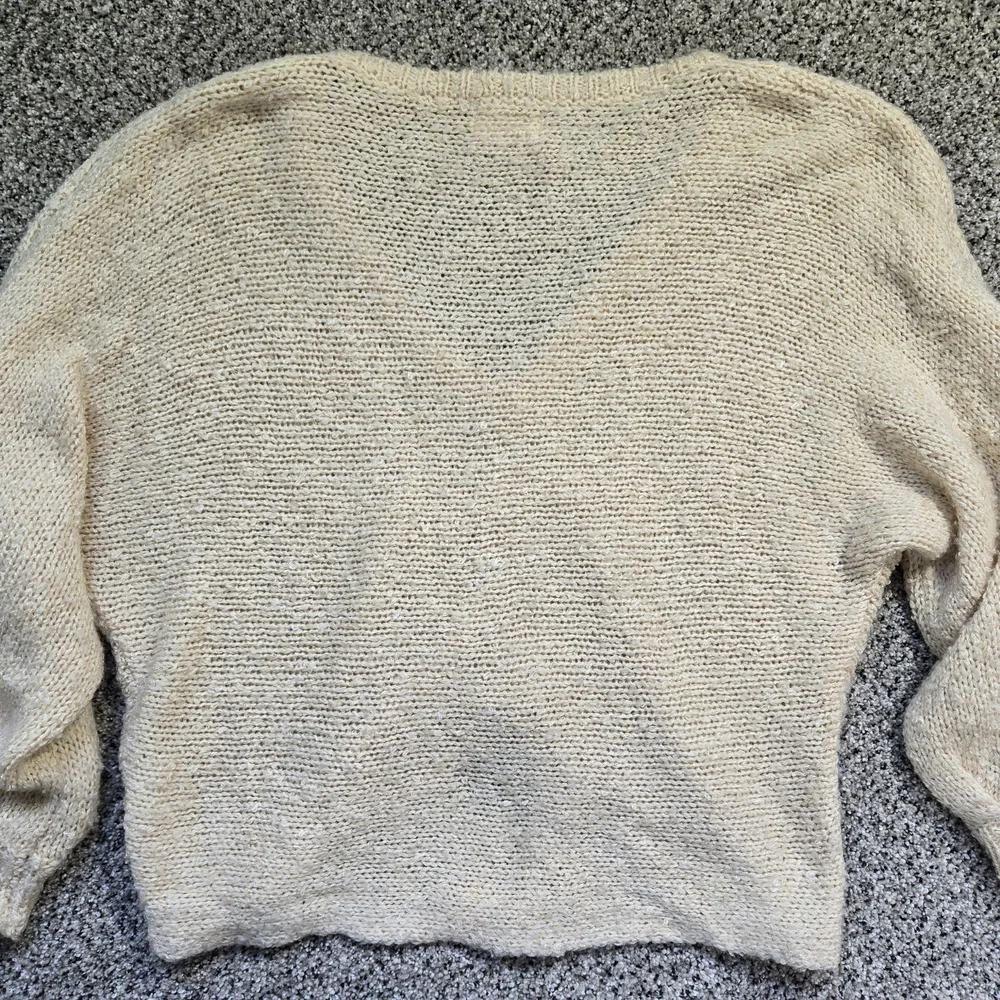 SAGE THE LABEL Home Bound Cream Ruched Long Sleeve Sweater Top Size L - Picture 10 of 13
